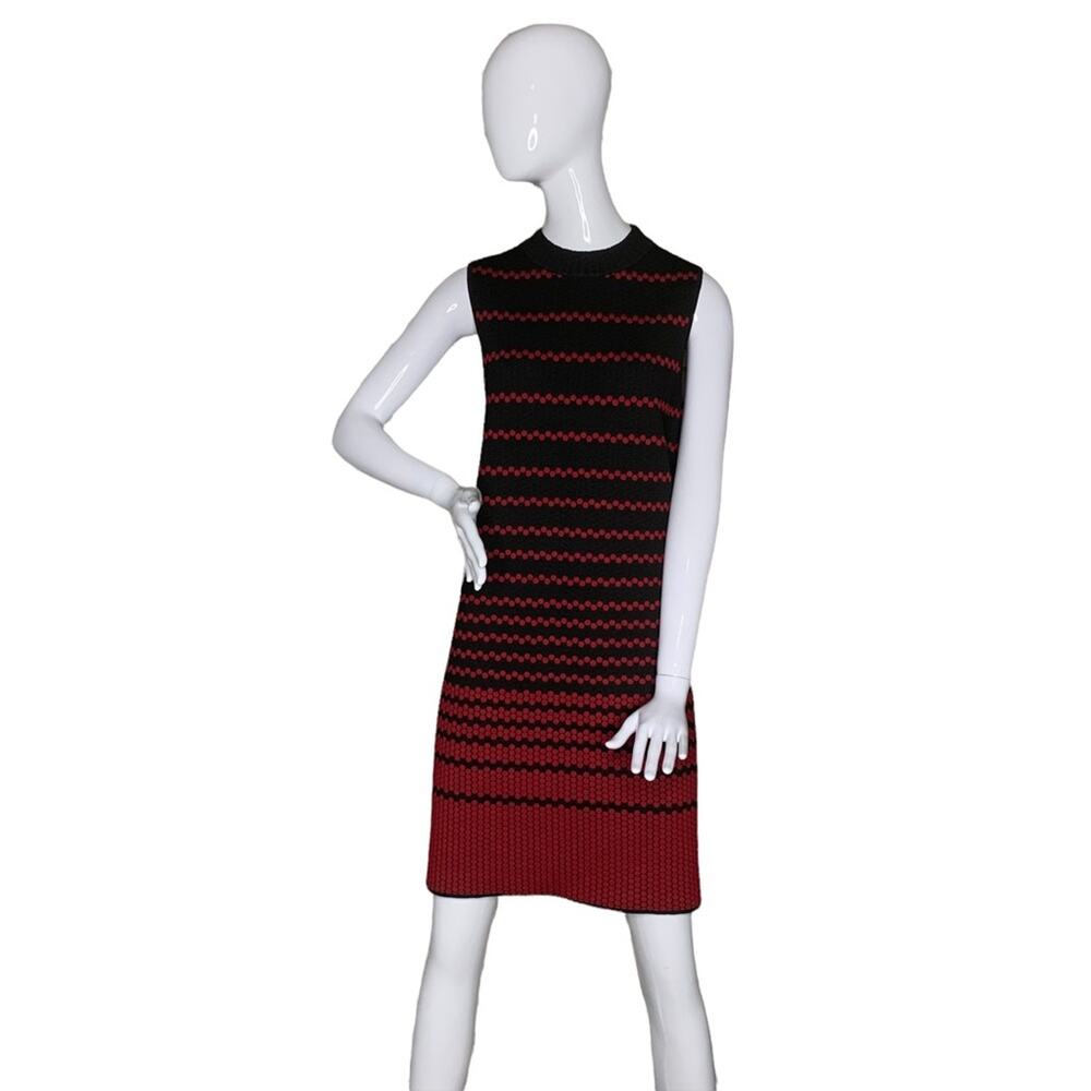 NIC + ZOE NWT Sweater Dress Sleeveless Size M Striped Black and Wine